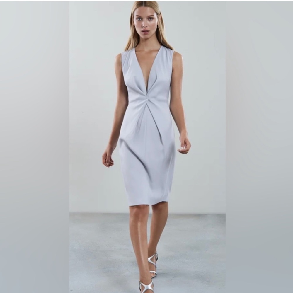 Reiss Mosaic Twist Midi Dress in Silver Lake, New with Tags Size 4
